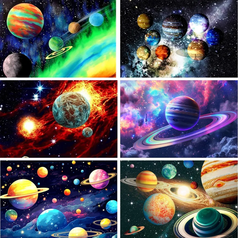 

Diamond Painting Set Planet Saturn Solar System Poster Diamant Painting Astronomy Wall Art Space Classroom and Nursery Decor