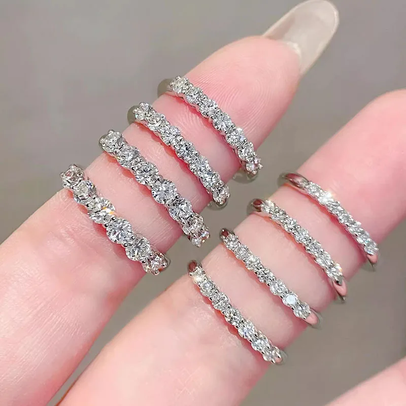7PCS round cut High-end Custom Jewelry IGI certificate real gold DE-VS-VVS Band RING Wedding ring engagement RING ﻿ view 4