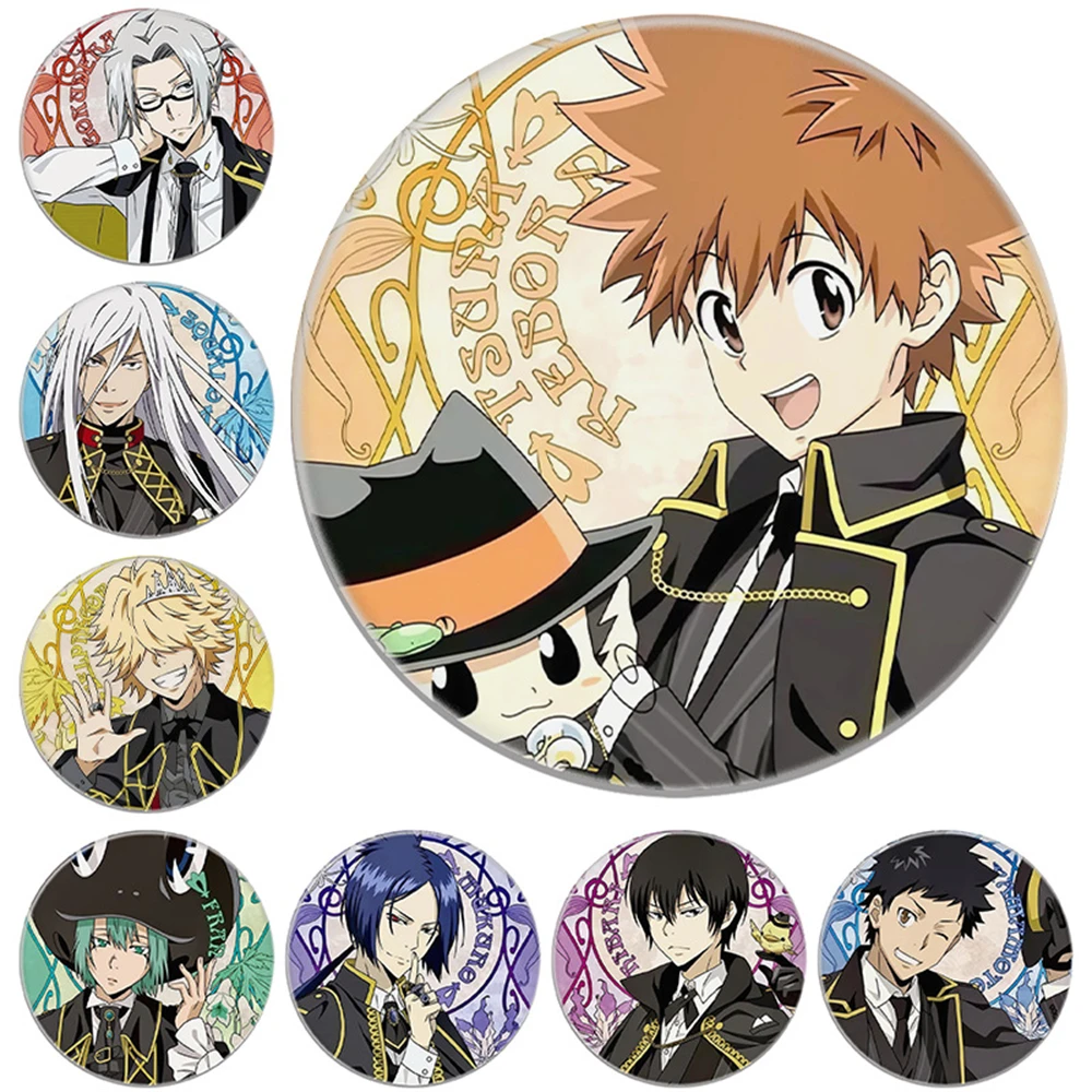 

58mm Anime Katekyō Hitman Reborn! Sawada Tsunayoshi Kozato Enma Cosplay COSTUME Badge Pin SPTE Tinplate Brooch Prop