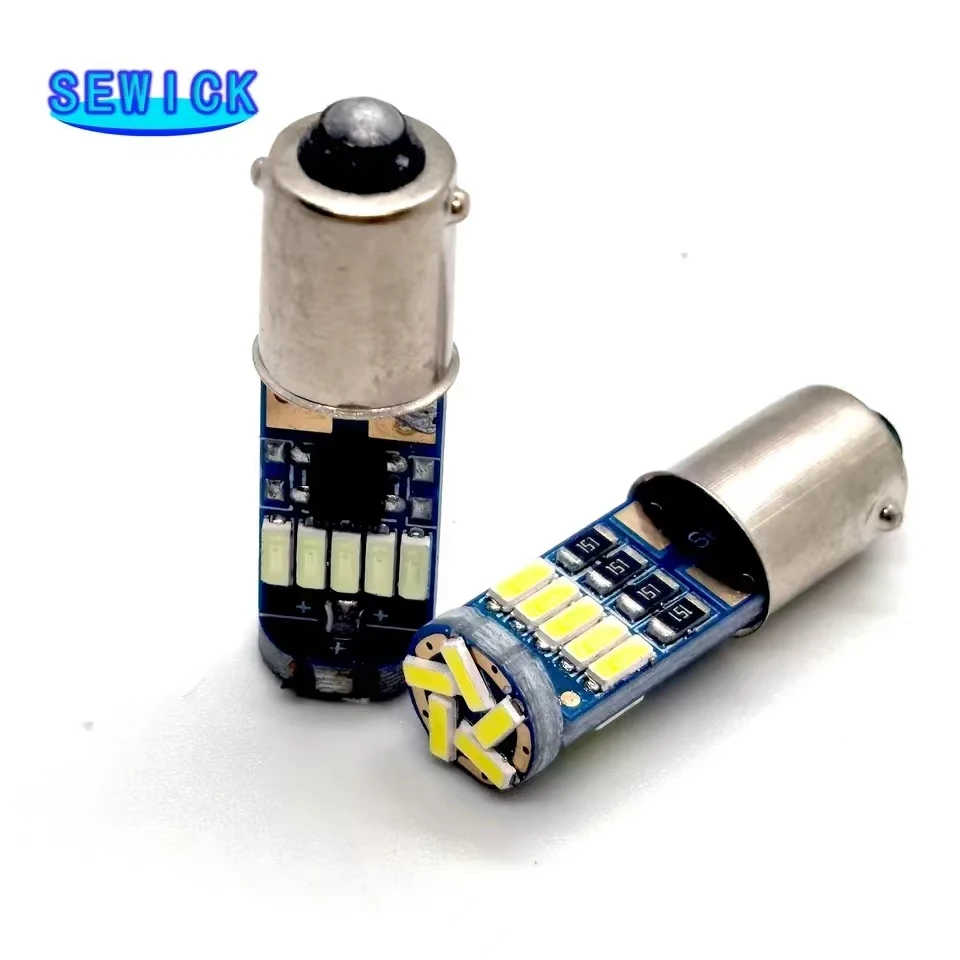 100Pcs T4W T2W T3W Ba9s LED Car Bulbs White 4014 15-SMD T11 H6W Interior Dome Light Reading Door Trunk Clearance Lamp 12V