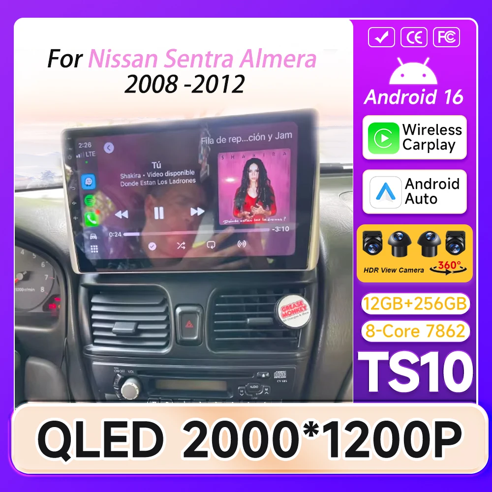 Android Auto For Nissan Sentra Almera 2008 -2012 Car Radio Screen GPS Navigation No 2din Car Intelligent Systems Display 5G Wifi