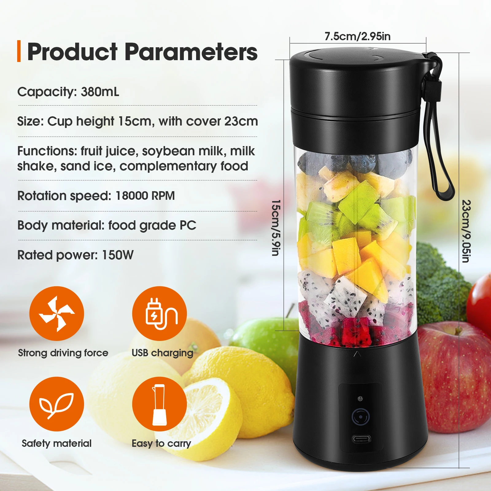 Портативный блендер, мини-микс – обзор и цена Portable Blender Usb Rechargeable