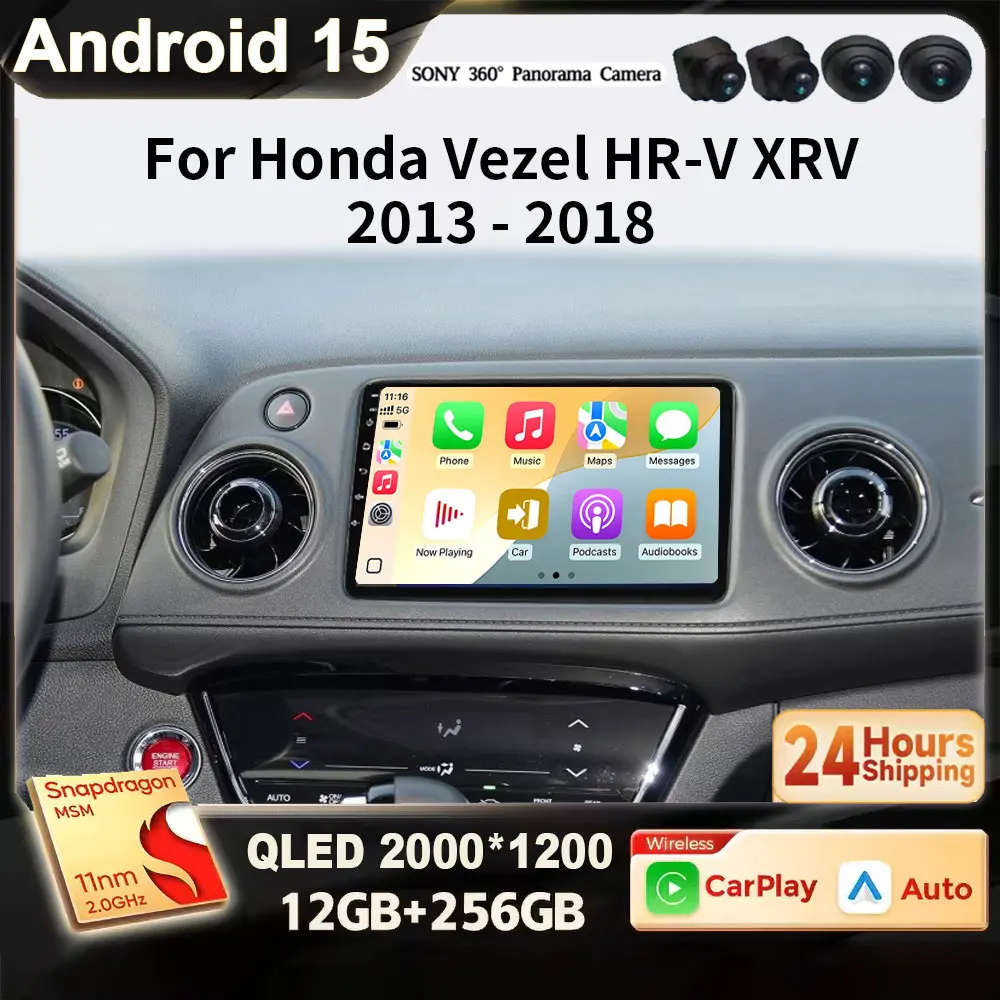 

Для Honda Vezel HR V HRV XRV 2013-2020 Android 15 Беспроводной автомобильный радиоприемник CarPlay Мультимедиа 4G WiFi BT Сенсорный экран Авторадио