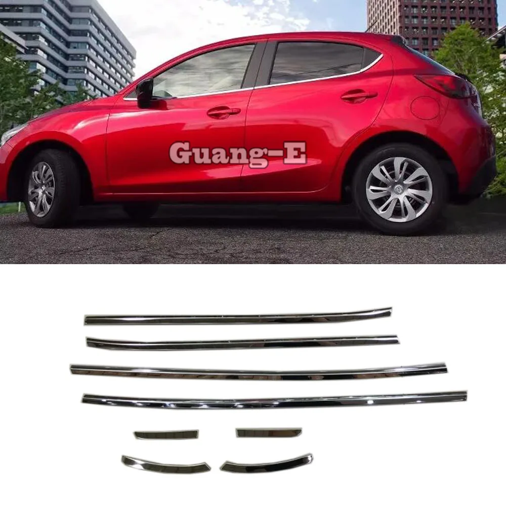 

For Mazda 2 Demio 2015 2016 2017 2018 2019 2020 Car Stick Stainless Steel Garnish Pillar Window Middle Strip Trim Frame Lamp