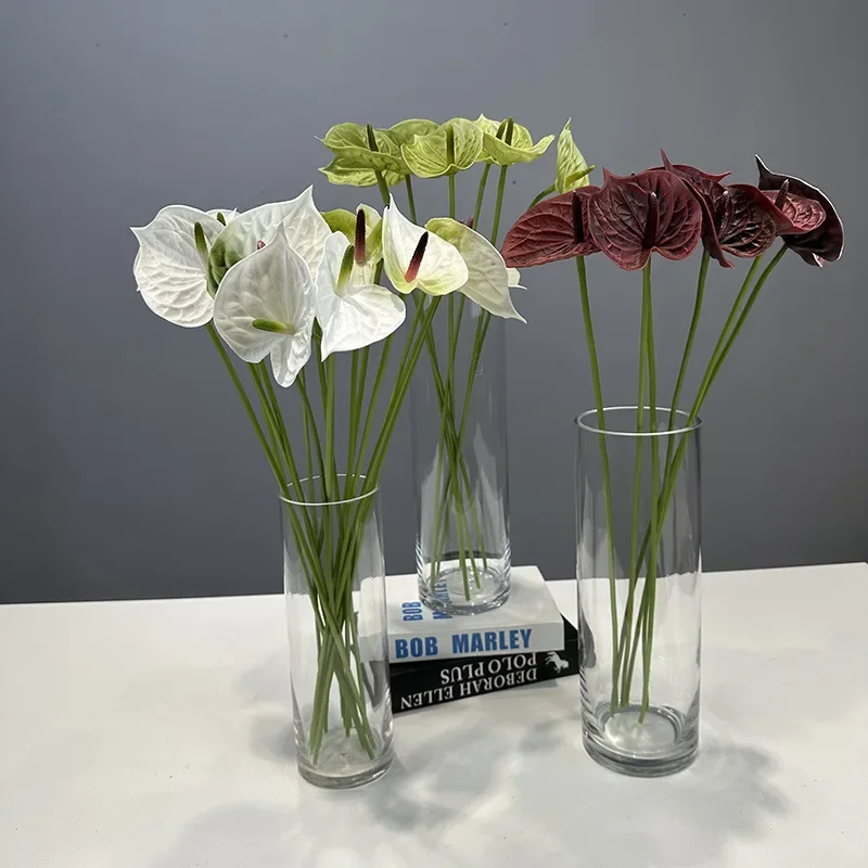 10 Uds. De flores artificiales de PU, Anthurium, palma blanca, decoración de boda, flores falsas, Anthurium, accesorios de decoración del hogar, fiesta Floral