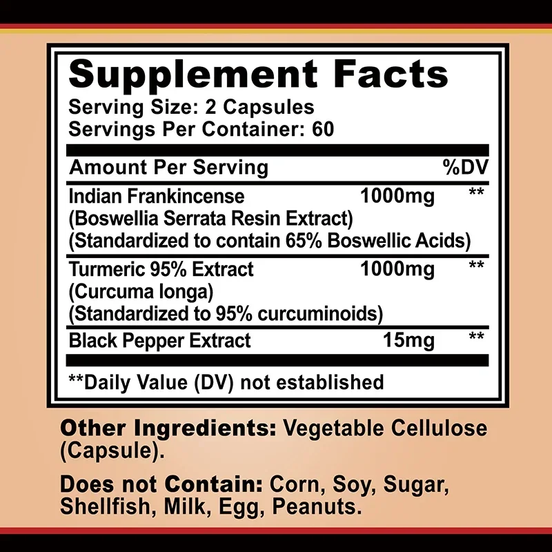 Boswellia Turmeric - Support Joint Health, Enhance Immunity, Improve Joint Flexibility and Comfort, and Maintain Overall Health