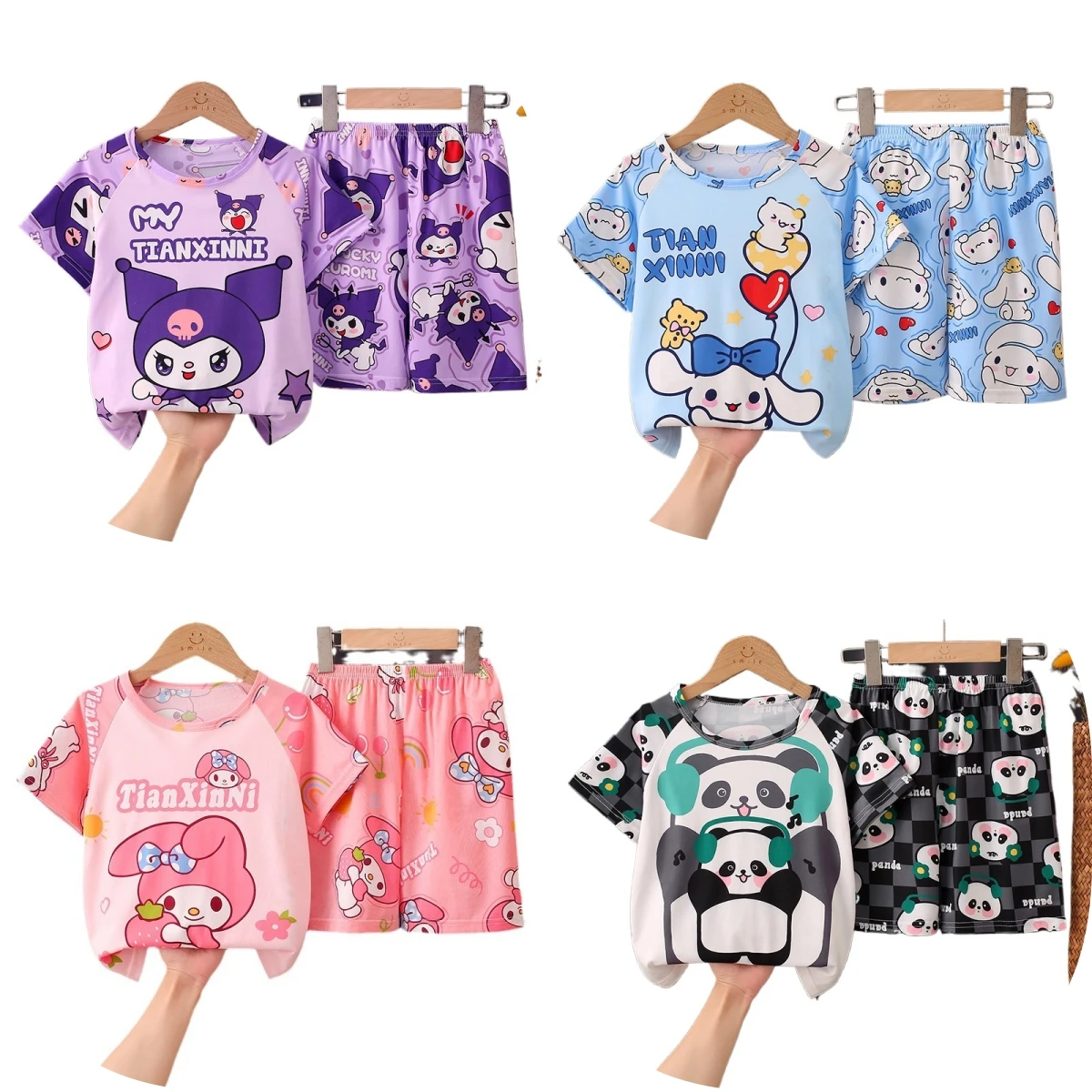 

Cinnamorolls Summer Pyjamas Children Pajamas Suit Anime Kuromis Children Short Sleeved Set Kids Sleepwear Home Clothes