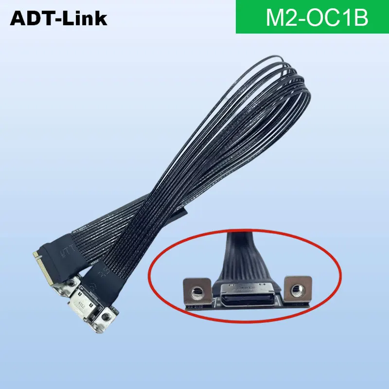 ADT-Link M.2-Mkey NVME to Oculink Adapter Cable PCIE 4.0 X4 Gen4 GPU Solid State Drive Compatible with PCIE 3.0