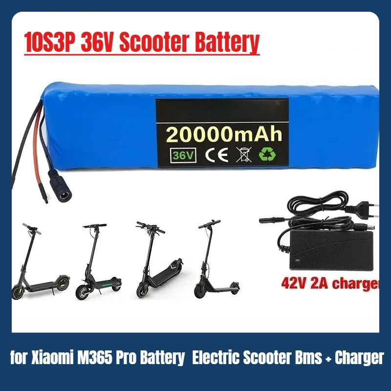 

10S3P 36V Scooter Battery 20Ah for Xiaomi M365 Pro Battery Pack 36V Battery 20000mAh Electric Scooter Bms + Charger