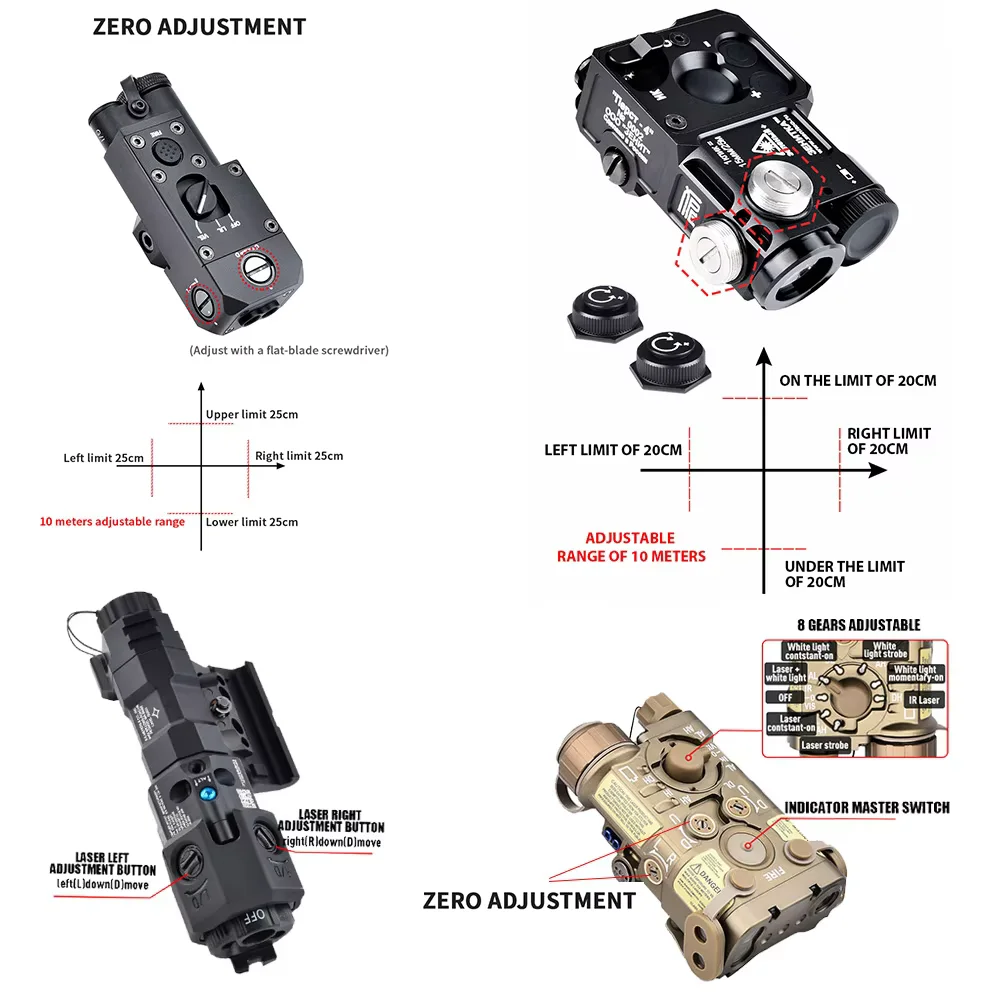 WADSN Tactical All Metal DBAL A2 NGAL MAWL-C1 CQBL Perst4 Flashlight Red Green Blue IR Dot Indicator Airsoft Weapon Scout Lamp