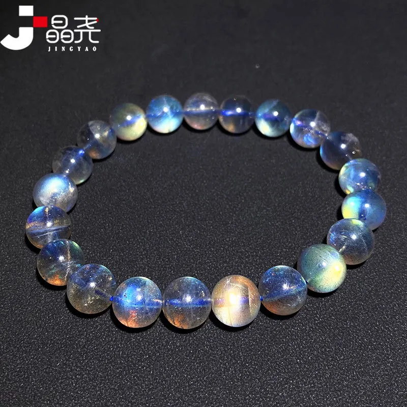 Colorful Ice-like Labradorite Gray Moonstone Strong Light Blue ColorSingle-Wrap Bracelet Ornament