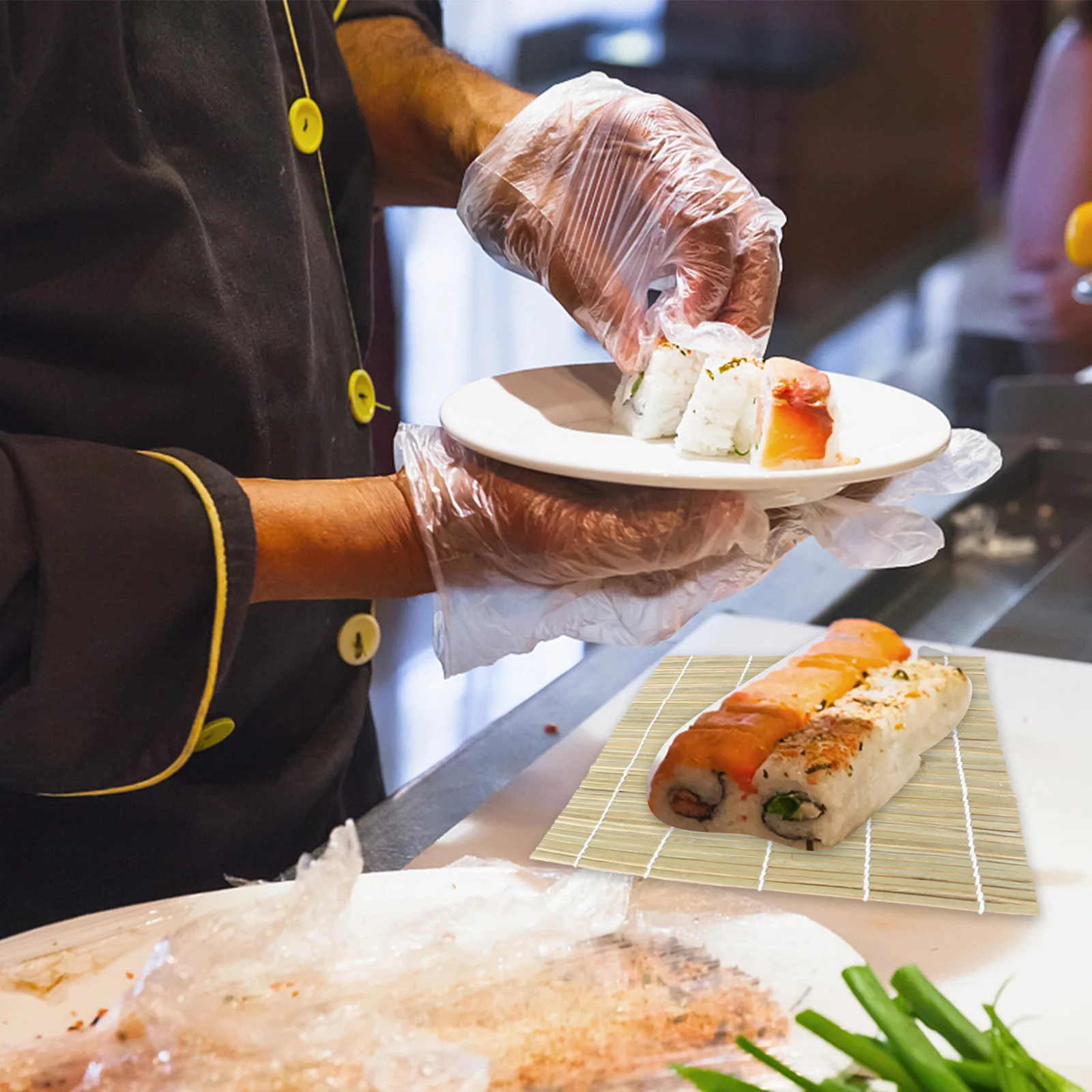 

1Pcs Bamboo Sushi Roller Mat Making Tool 24x24cm Kitchen Essential for Homemade Rolls Easy Use and Clean