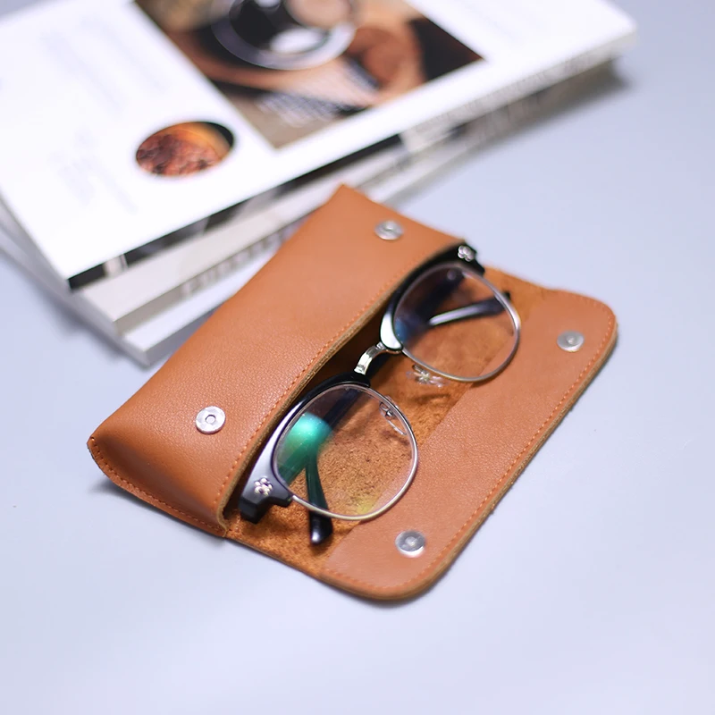 Genuine Leather Reading Glasses Bag Handmade Brand Design Sunglasses Pouch Portable Eyeglasses Display Box Storage Glasses Case