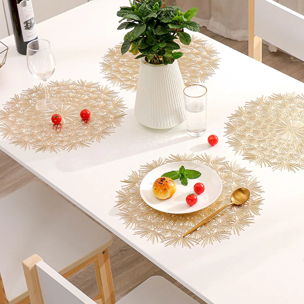 

2pcs Table Mat Insulated Placemat Dandelion Hollow Dining Insulated Placemat Decor Heat Proof Desktop Mats Protective