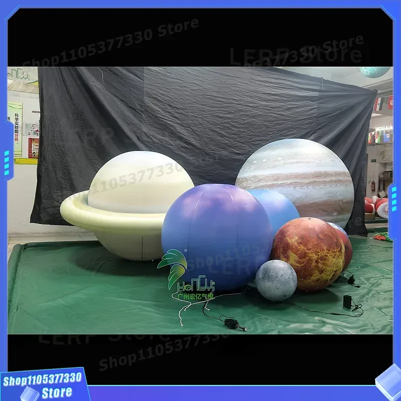 Giant PVC Inflatable Planet Ball LED Luminous Nine Planets Universe Theme Air Mold Decoration For Shopping Mall Venue Display