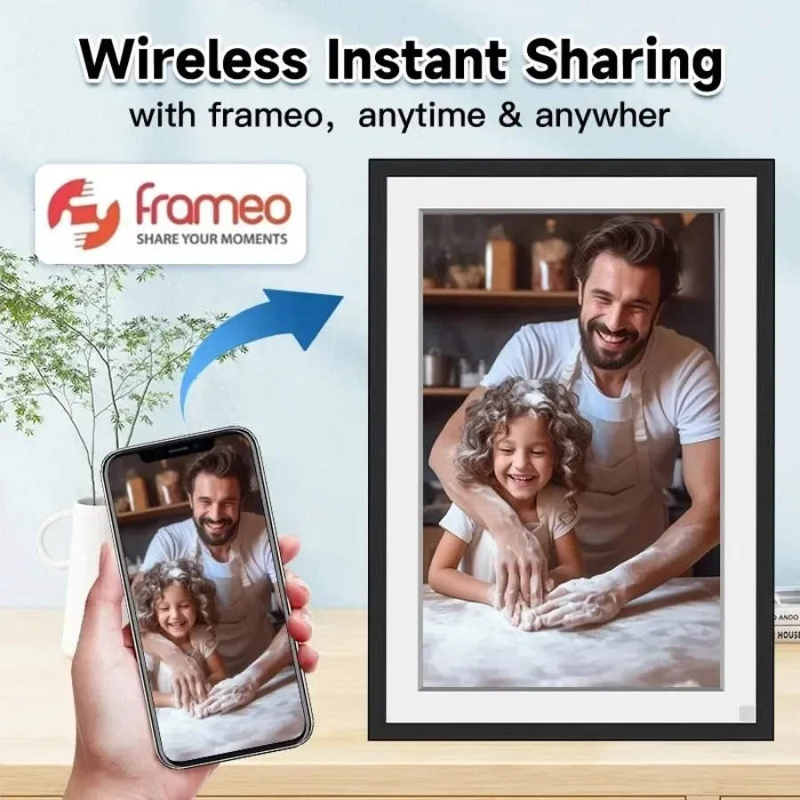 Frameo 10.1 Inch WiFi Digital Picture Frame，1280 * 800IPS HD Cloud Smart Digital Photo Frame,32GB Storage, Wall Mountable, Auto-