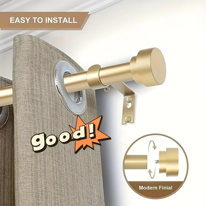 Gold Window Curtain Rods for Windows 18-120 inches, Heavy Duty Adjustable Thickened Morden with Easy Installation Curtain Rods