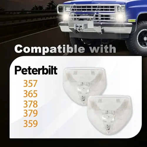 

2Pcs 31 LED Turn Signal Lights Compatible with Peterbilt 357 359 365 378 379 Truck Amber Yellow White Lens