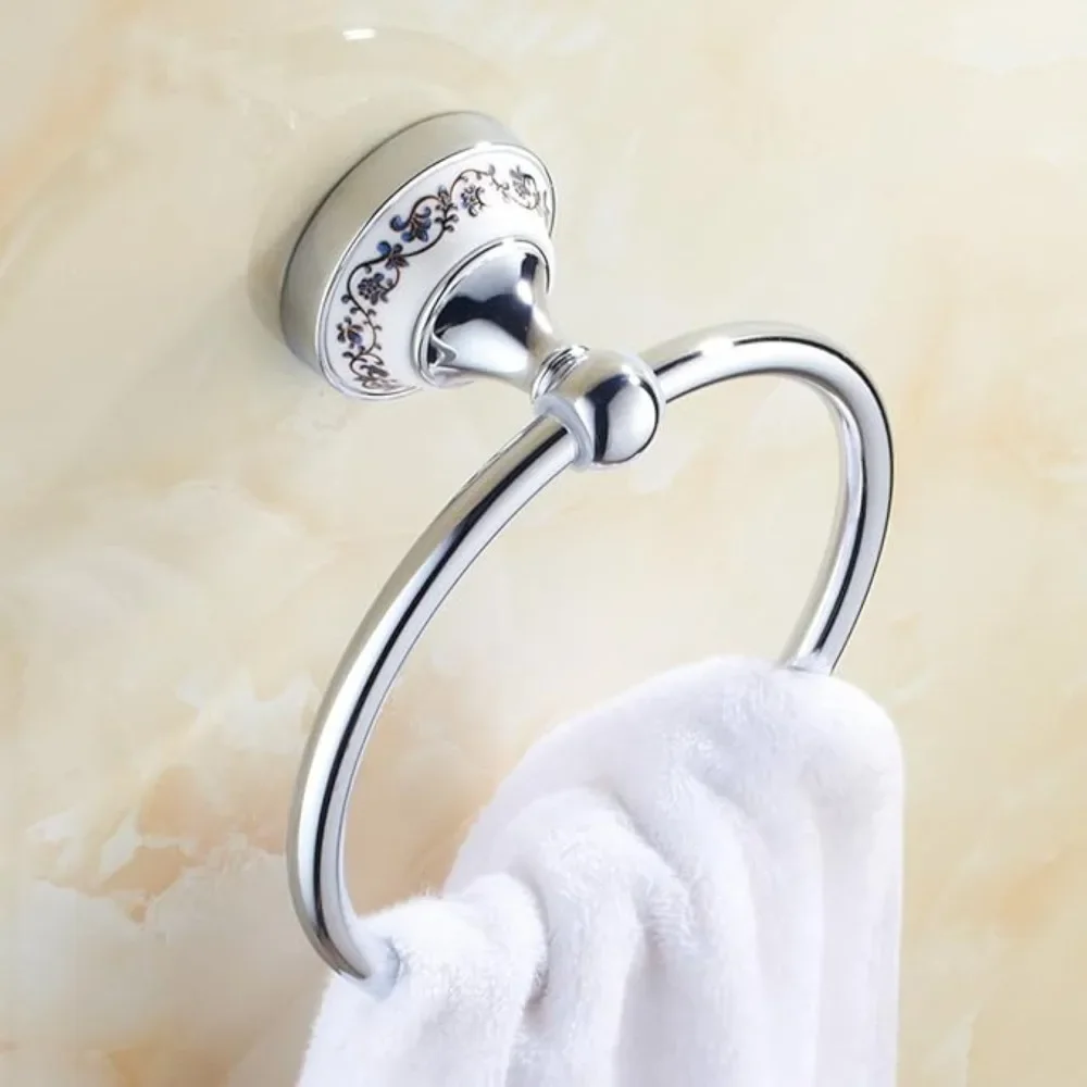 

Vintage Towel Ring Rack Wall Mounted Bathroom Accessories Set Ceramic Stainless Steel Bath Hardware Sets Chrome Holder