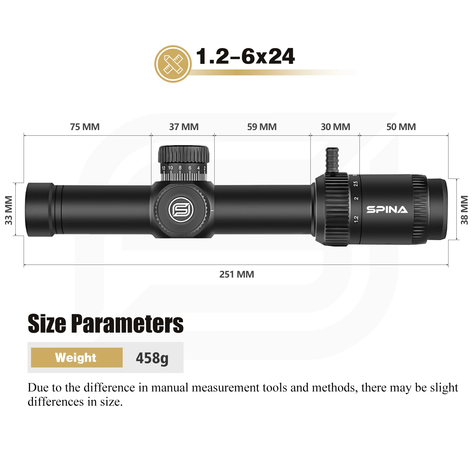 SPINA OPTICS WolfChase LPVO 1.2-6x24 FFP/SFP ハンティングライフル