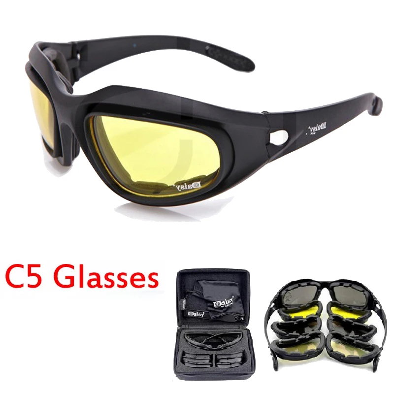 C6 Outdoor Tactical Glasses Bicycle Sports Sunglasses Airgun Tactical Shooting Glasses Windproof and Dustproof Polarized Glasses