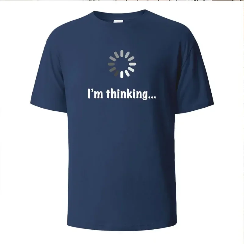 T-Shirt mit Aufdruck „I'm Thinking“, Sommer-T-Shirts für Damen, O-Ausschnitt, Übergröße, lässig, kurzärmelig, Grafik-T-Shirts, Sommer-Streetwear