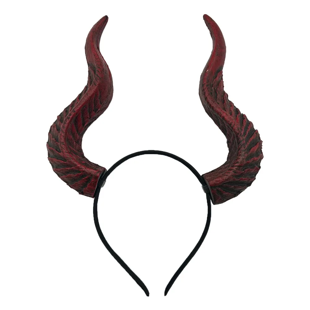

Funny Ox Horn Halloween Horns Headband Dark Series Halloween Headwear Cosplay Hairband PU Halloween Hair Hoop Men