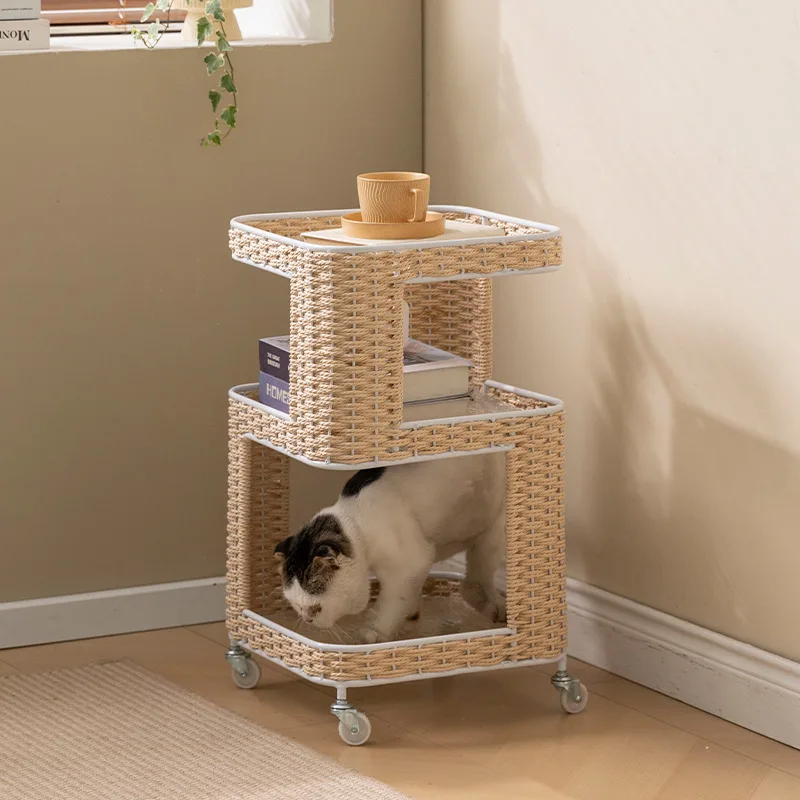 Rattan pet cat and dog house scratch-resistant cat climbing frame storage cabinet