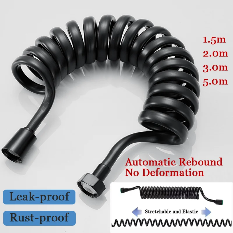 Upgraded Spring Retractable Shower Hose 1.5/2/3/5 Meters Leak-proof Rust-proof Flexible Hose Showerhead Toilet Bidet Water Pipe