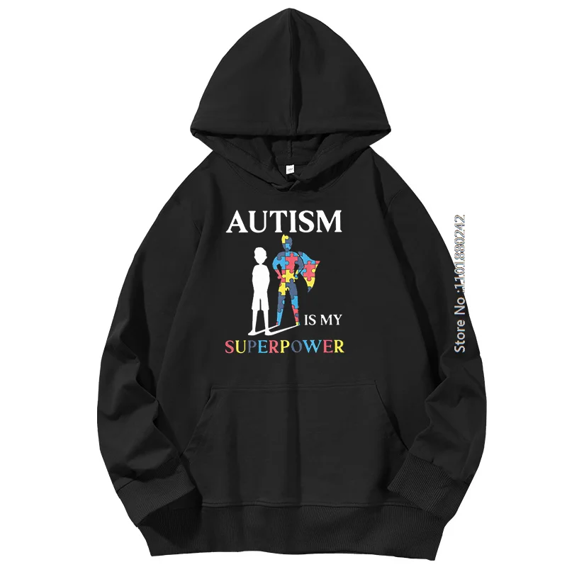 Autism Is My Super Power Puzzle Piece Graphic Hooded Sweatshirts Spring Autumn Essentials Hoodie Funny Autism New In Sweatshirts