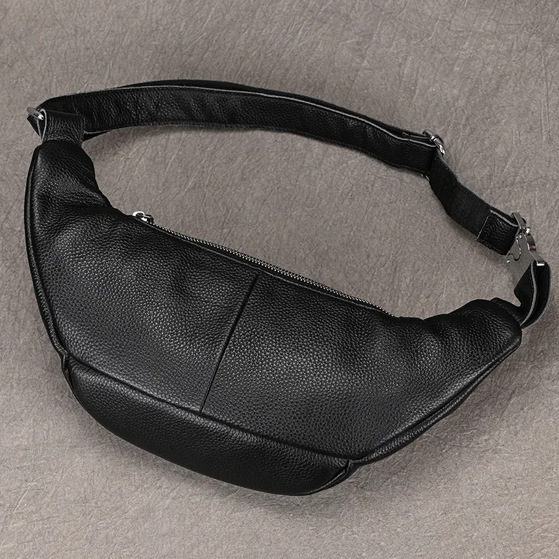 Riñonera grande de cuero para hombre, bolso antirrobo para el pecho