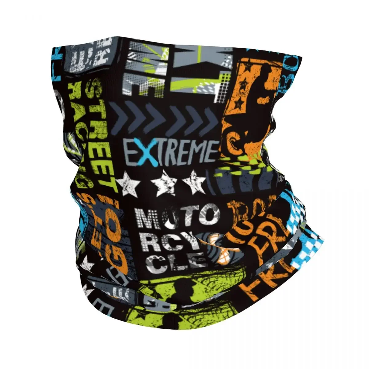 Urban Style Modern Background With Boy On Motorcycle Bandana Neck Gaiter Extreme  Balaclavas Wrap Scarf  Cycling Hiking