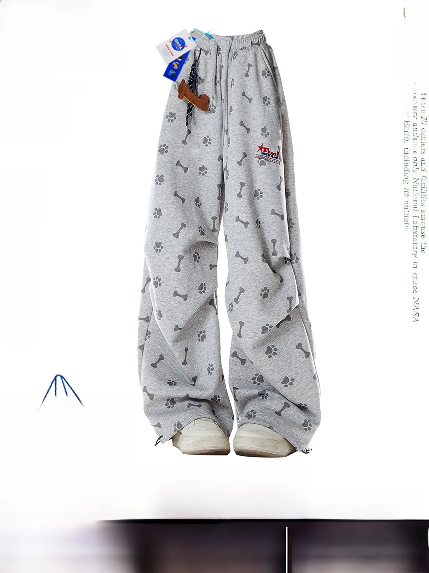 

Спортивные брюки свободного кроя в американском стиле для женщин, с принтом, для весны, осени и зимы, драпированные, повседневные