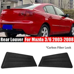 For Mazda 3 Sedan 2003-2008 Car Rear Louver Window Side Shutter Cover Trim Sticker Vent Scoop ABS Carbon Fiber Style Gloss Black