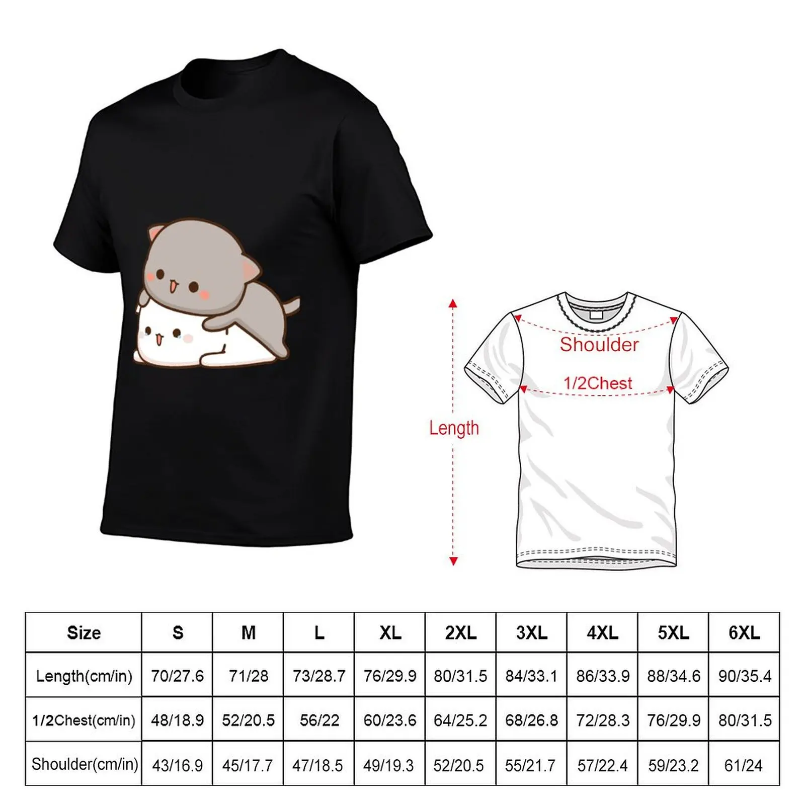 Customised Peach and Goma Cuddling T-Shirt Simple Solid Color Crew Neck Tee