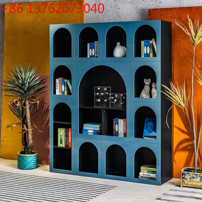 

Книжная полка с скандинавской краской, напольная полка в современном стиле, простой арочный книжный шкаф