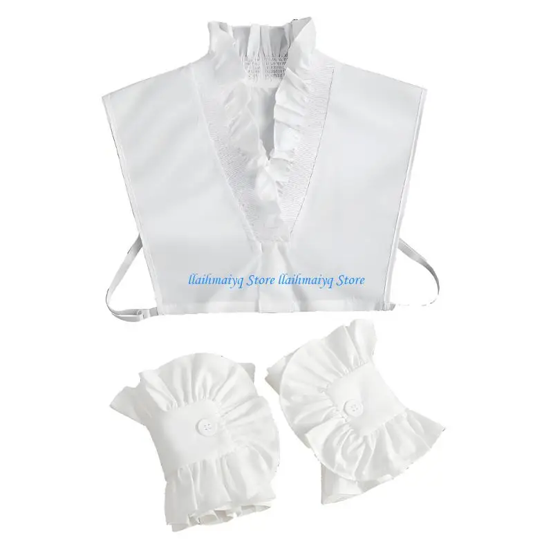 573B Unique V Removeable Collar And Arm Sleeves for Office Women Daily Outfit