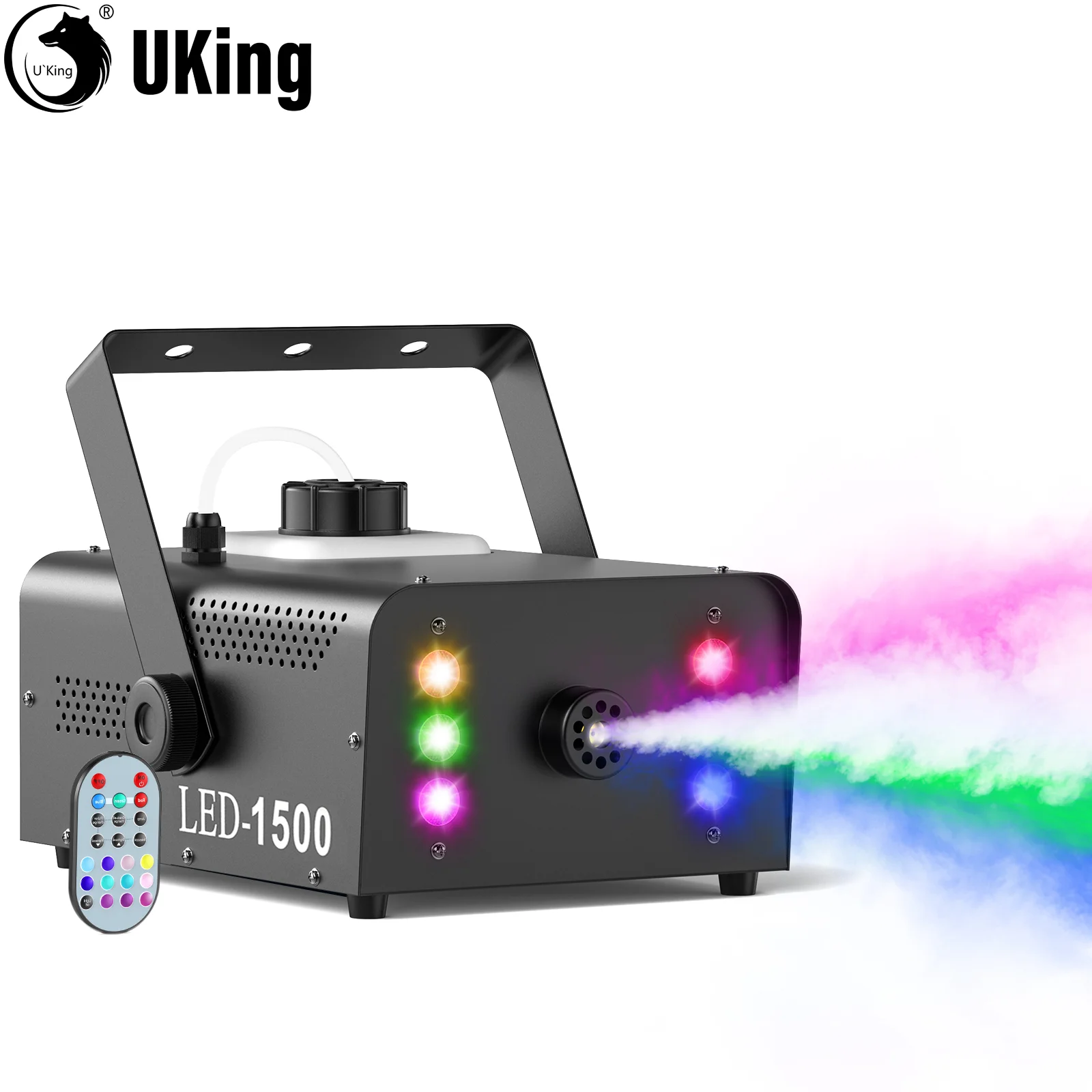 

U'King 1500W Upgrade Smoke Machine RGB 6LED Fogger Remote Control Fog Machine For Indoor Outdoor Wedding Party Stage Effect