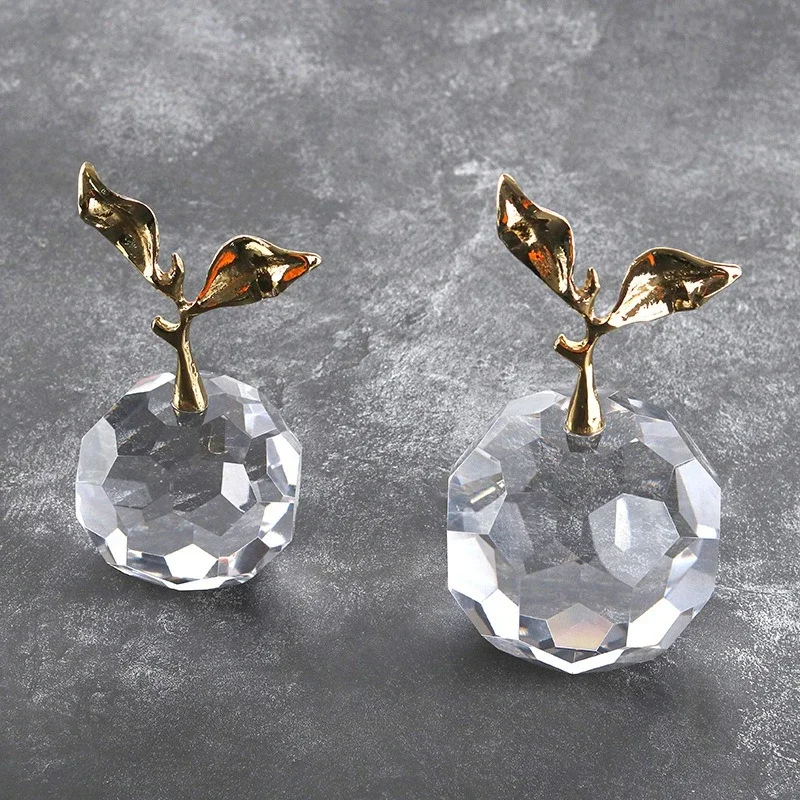 Creative Transparent Crystal Apples Glass Handicrafts Glass Apples Simulated Fruit Statues Decorative Figurines Home Decoration