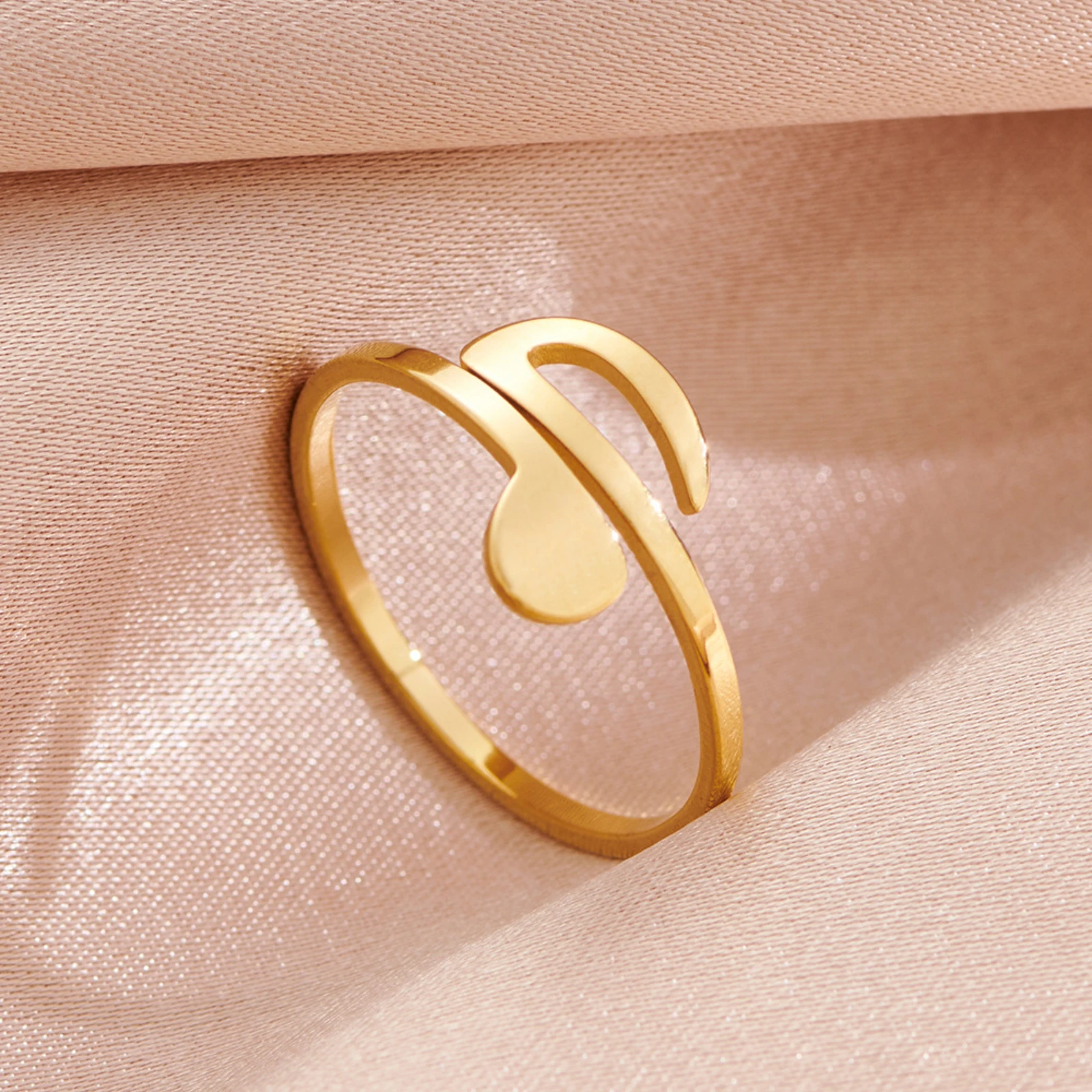 Einfacher Musiknoten-Ring für Damen und Herren, verstellbarer Ring aus Edelstahl, Schmuck, Geschenk – Detail 2
