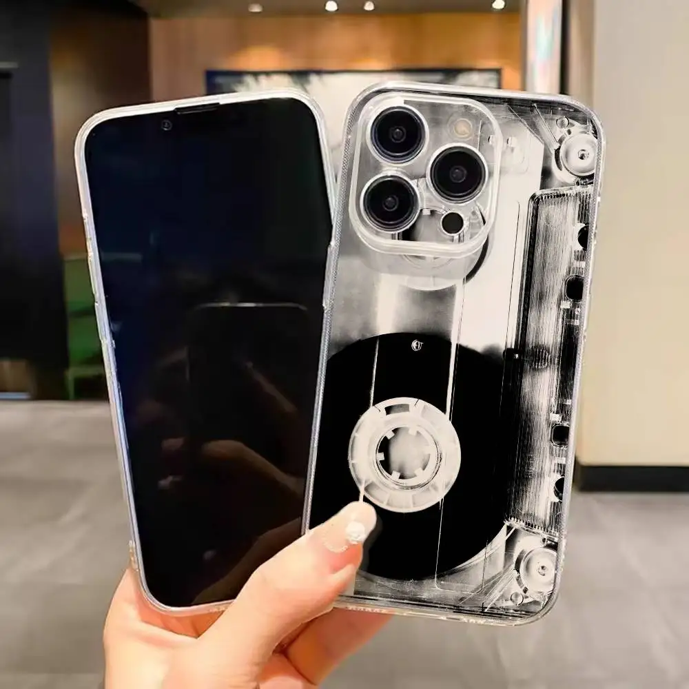 

Magnetic Radio T-Tape C-Cassette Phone Case For iPhone 17 16 15 14 13 12 11 Mini Pro Max Plus Transparent Cover