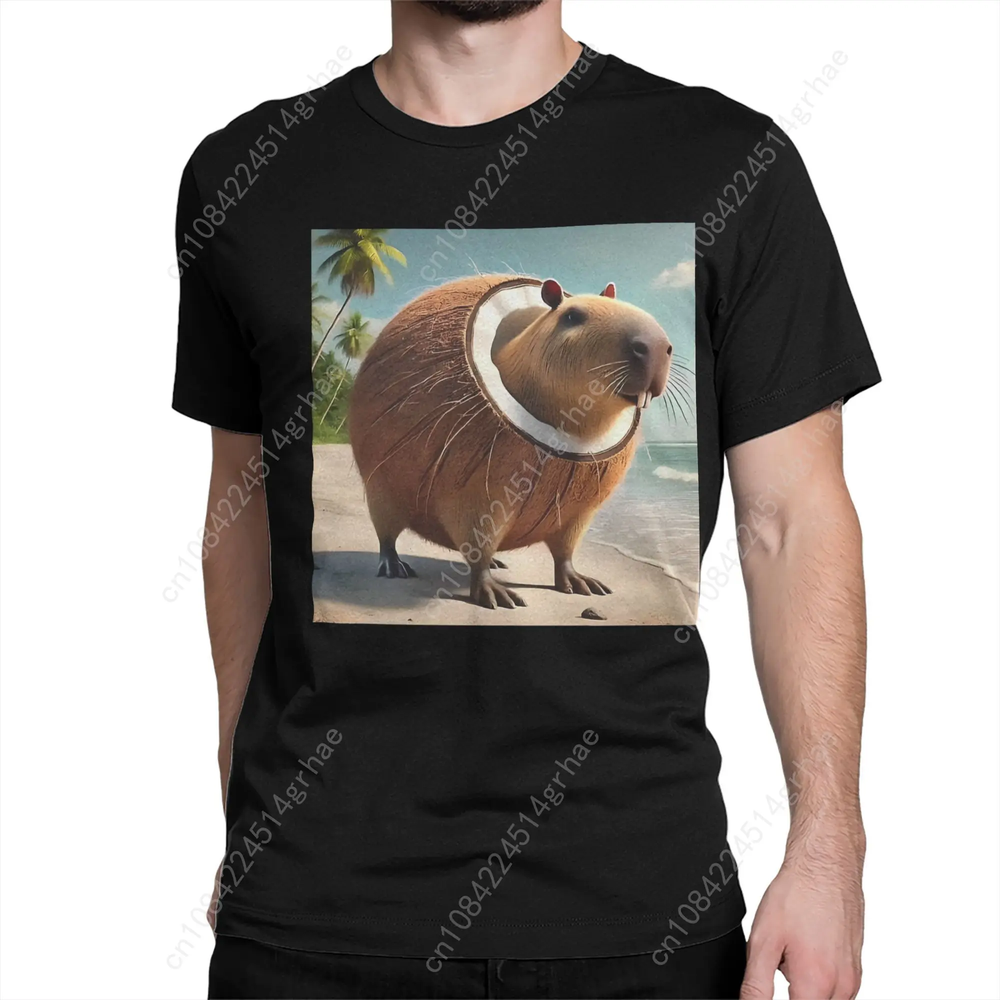 Loisirs italien Brainrot Meme T-Shirt hommes col rond coton T-Shirt Capybara Capybarello Cocosini T-Shirt à manches courtes