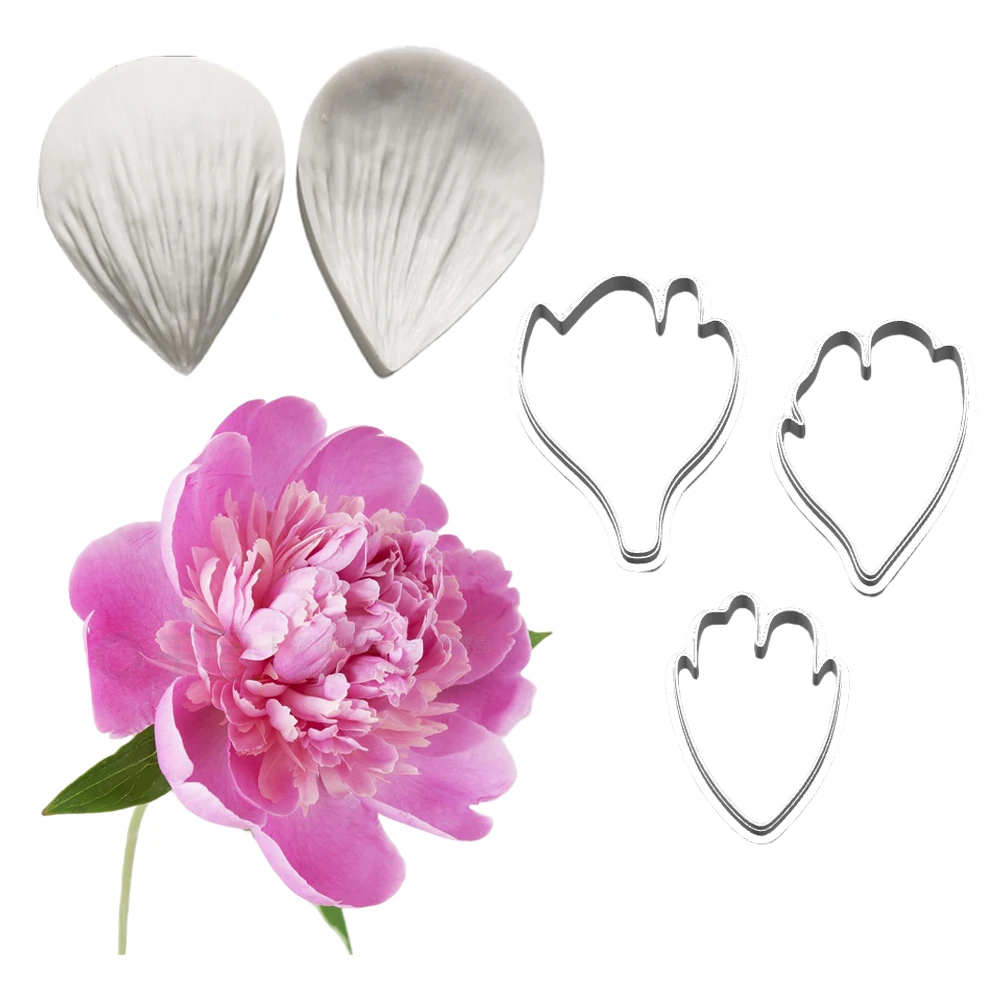New Peony Silicone Molds&Cutter Art Craft Polimer Clay Wax Candle Flower Cold Cerami Porcelain Handmade Earring Decoration Tools