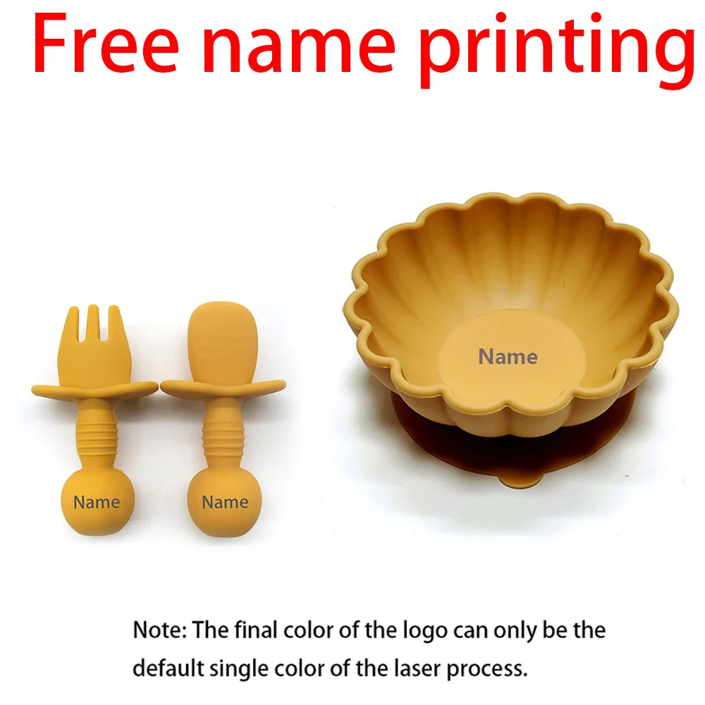 

Free Name Printing 3PCS Silicone Tableware Set (Bowl, Fork, Spoon) Suitable for Boys & Girls Holiday Gift