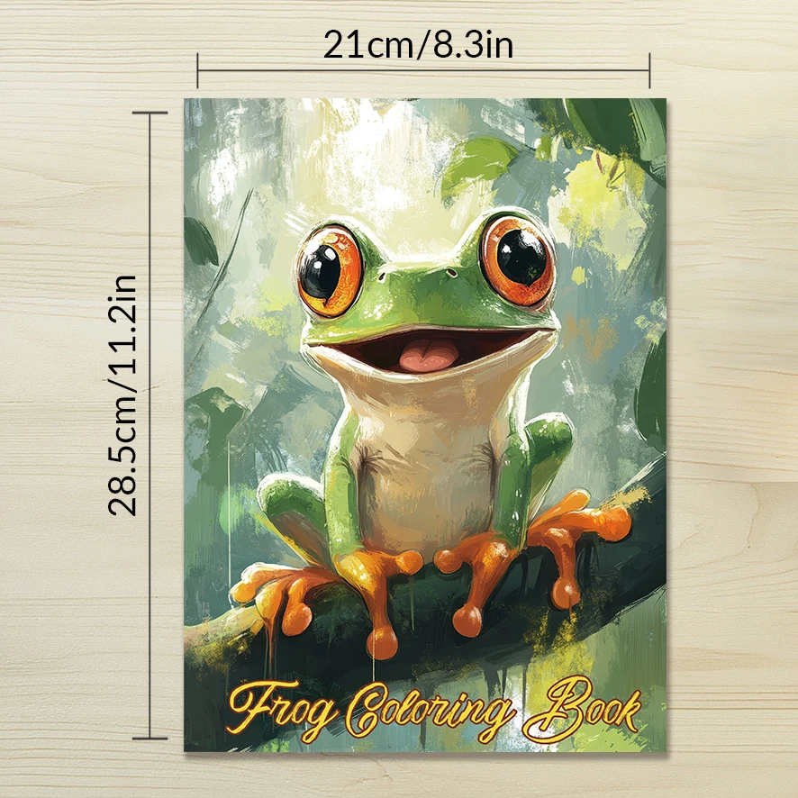 Laid Back Frog Adult Coloring Book - 8.3 x 11.2 Inch 32 Page Coloring Book - Helps Reduce Stress and Ease Emotions