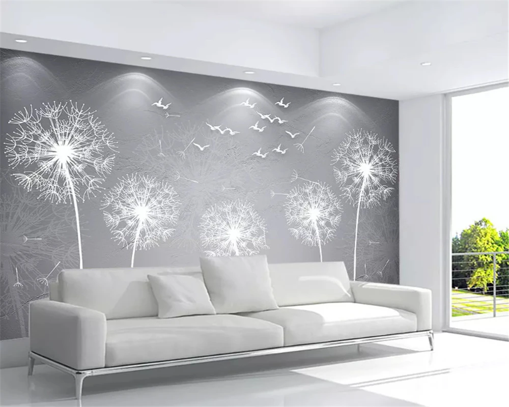 custom 3D wallpaper Nordic simple dandelion eye catching sofa bed new Chinese background papel de parede 8d bedroom dining room