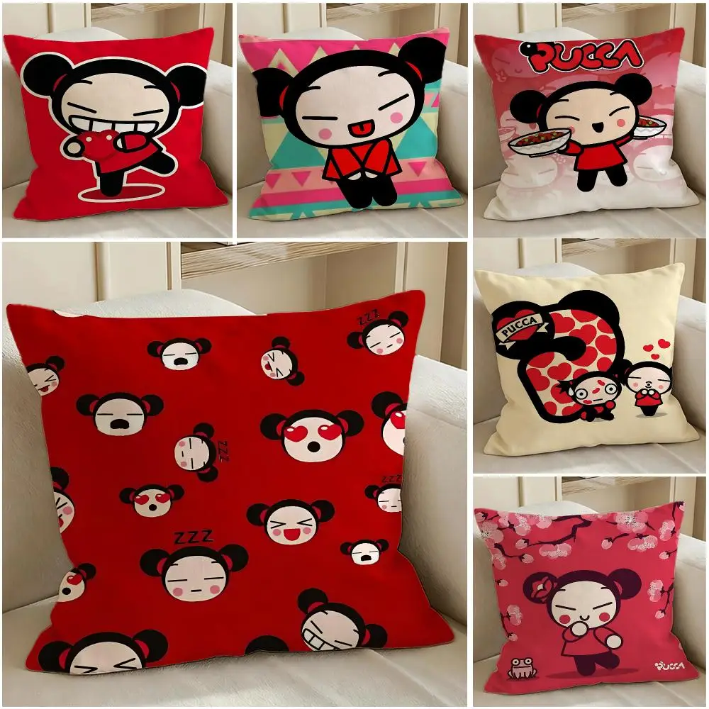 IP PUCCA Cushion Cover Pillow Short Plush Warm CreamStylel Cushion for Living Room Bedroom Sofa Ideal for Gifting