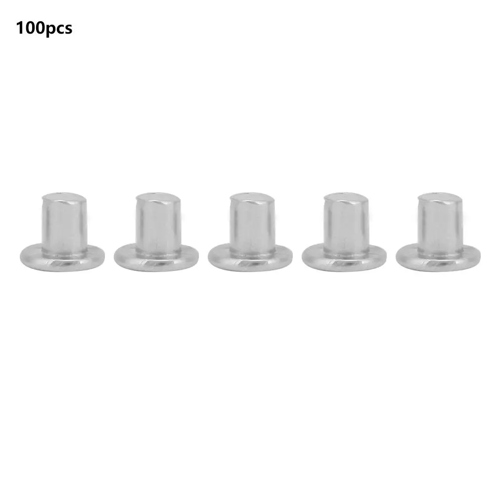 100pcs M2.5*3/4mm Aluminum Solid Rivets - GB873 Half Semi Hollow Truss Head Flat Button Countersunk Rivet