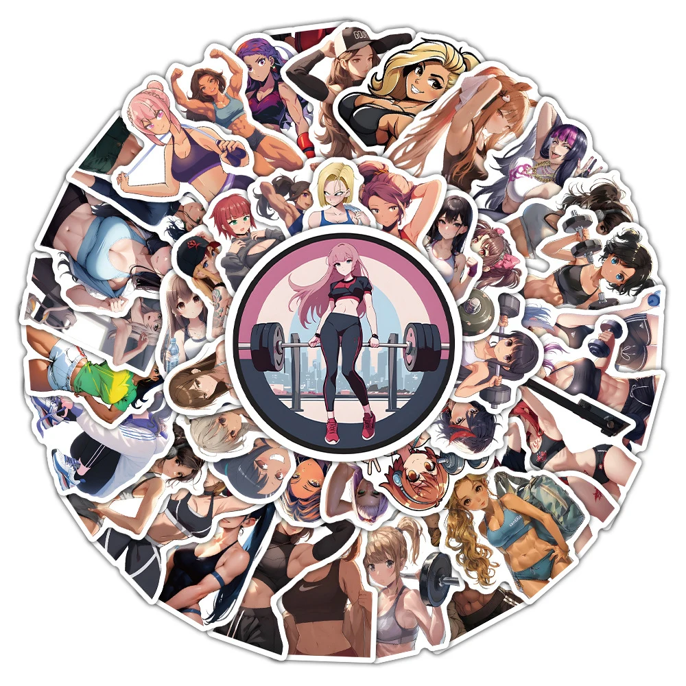 10/30/54 Stück coole Anime Sport Mädchen Aufkleber Sexy Graffiti Aufkleber für Laptop Fahrrad Wasserflasche Fitness wasserdichte Aufkleber Pack