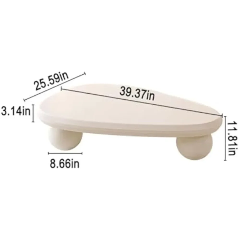 Modern Wood Coffee Table Cloud Shape Low Coffee Table Cartoon Irregular Indoor Tea Table with 3 Ball Leg for Living Room Bedroom